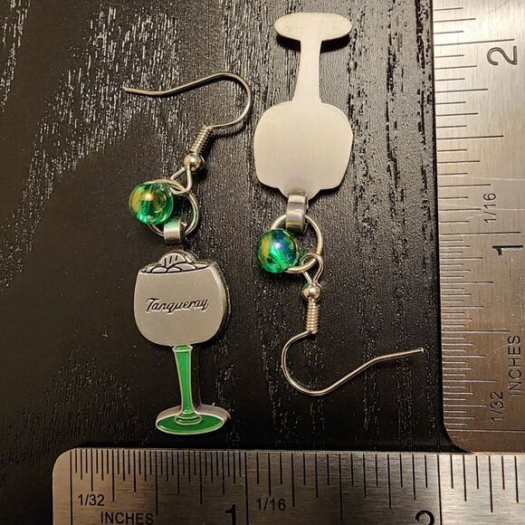 Green and Silver Cocktail Earrings - Picture 3 of 3